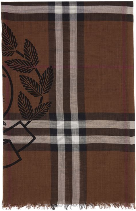 burberry mark printed scarf blue and brown